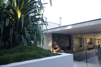 hamilton contemporary landscaping adjoining fireplace